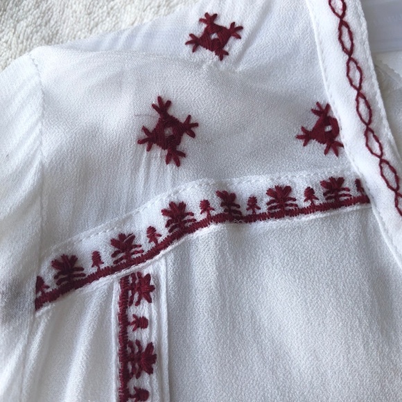 Aqua Boho Embroidered Flare Sleeve Peplum Top - Picture 6 of 12